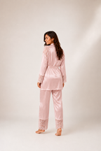 Modal Satin Lace Long Patterned Nightwear Set